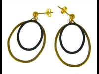 Cargar imagen en el visor de la galería, Ohrstecker Silber 925 vergoldet Ellipsen gold schwarz - chic - net.de
