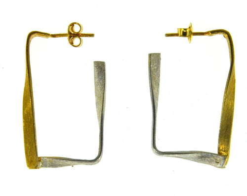 Ohrstecker Silber 925 vergoldet Rechteck gedreht - chic - net.de