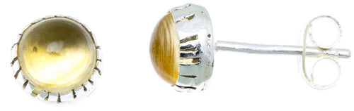 Ohrstecker Silber Rand Citrin gelb rund 3,5 mm 925er Sterling Silber Stein Silberohrstecker - chic - net.de