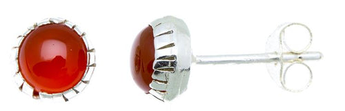 Ohrstecker Silber Rand Karneol rot rund 3,5 mm 925er Sterling Silber Stein Silberohrstecker - chic - net.de