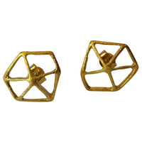 Load image into Gallery viewer, Ohrstecker vergoldet 925 Silber Gitter Wabe erhöht - chic - net.de
