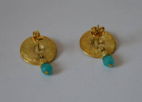 Load image into Gallery viewer, Ohrstecker vergoldet 925 Silber Knopf Stein türkis - chic - net.de
