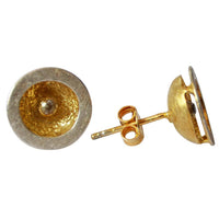 Load image into Gallery viewer, Ohrstecker vergoldet 925 Silber Rand Kelch Zirkonia - chic - net.de
