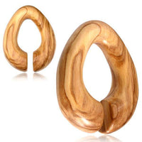 Load image into Gallery viewer, Olivenholz 14mm Piercing Hoop Creole Ei Form Dehner 70mm - chic - net.de
