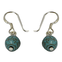 Load image into Gallery viewer, Perlen-Ohrringe, Türkis, 925er Sterlingsilber-Bügel, Perle ca. 10mmØ
