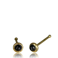 Load image into Gallery viewer, Onyx schwarz Nasenstecker Nostril Tragus antik golden Messing rund 8 mm lang - chic - net.de
