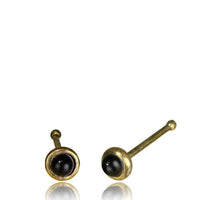 Load image into Gallery viewer, Onyx schwarz Nasenstecker Nostril Tragus antik golden Messing rund 8 mm lang - chic - net.de
