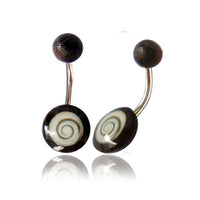 Load image into Gallery viewer, Organic Shivaauge Tamarind Holz braun Bauchnabelpiercing Scheibe Bananenpiercing Edelstahl - chic - net.de
