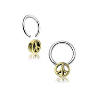Load image into Gallery viewer, Piercing Klemmkugel Ring Brass Edelstahl Peace Zeichen
