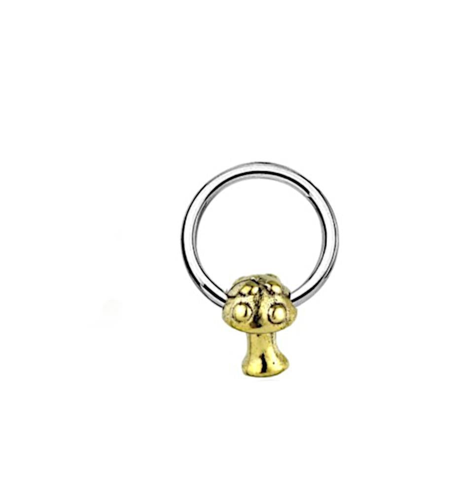 Piercing Klemmkugel Ring Brass Edelstahl Pilz 3D
