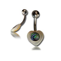 Load image into Gallery viewer, Paua Abalone Bauchnabelpiercing Herz Perlmutt Bananenpiercing Edelstahl 1,6 mm bunt weiß - chic - net.de
