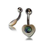 Load image into Gallery viewer, Paua Abalone Bauchnabelpiercing Herz Perlmutt Bananenpiercing Edelstahl 1,6 mm bunt weiß - chic - net.de
