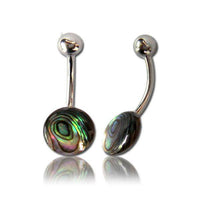 Cargar imagen en el visor de la galería, Paua Abalone Bauchnabelpiercing Kugel Scheibe Bananenpiercing Edelstahl bunt schillernd - chic - net.de
