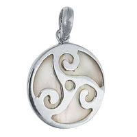 Cargar imagen en el visor de la galería, Perlmutt Anhänger Damenanhänger Tribal 925er Sterlingsilber rund - chic - net.de
