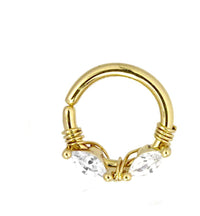 Cargar imagen en el visor de la galería, Piercing Edelstahl Ring für Nase Ohr Kristall Augen - chic - net.de

