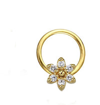 Load image into Gallery viewer, Piercing Edelstahl Ring für Nase Ohr Kristall Blume - chic - net.de
