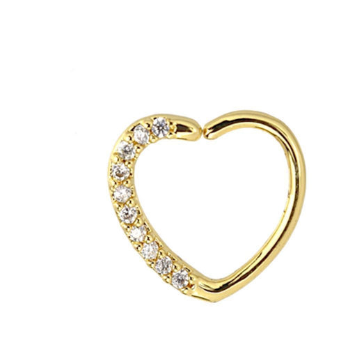 Piercing Edelstahl Ring für Nase Ohr Kristall Herz - chic - net.de