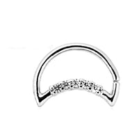 Load image into Gallery viewer, Piercing Edelstahl Ring für Nase Ohr Kristall Sichel - chic - net.de
