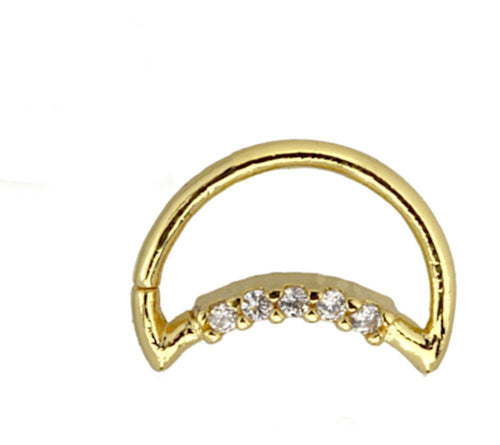 Piercing Edelstahl Ring für Nase Ohr Kristall Sichel - chic - net.de