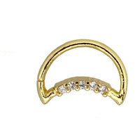 Load image into Gallery viewer, Piercing Edelstahl Ring für Nase Ohr Kristall Sichel - chic - net.de
