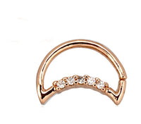 Load image into Gallery viewer, Piercing Edelstahl Ring für Nase Ohr Kristall Sichel - chic - net.de
