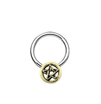 Load image into Gallery viewer, Piercing Klemmkugel Ring Brass Edelstahl Pentagramm - chic - net.de
