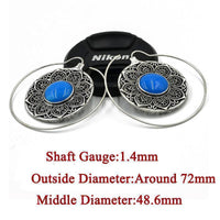 Load image into Gallery viewer, Piercing Ohrgewicht White Brass Blume Stein blau Spirale - chic - net.de
