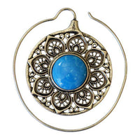 Load image into Gallery viewer, Piercing Ohrgewicht White Brass Blume Stein blau Spirale - chic - net.de
