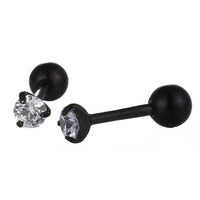 Load image into Gallery viewer, Piercing schwarz weißer runder Zirkonia Stein eingefasst aus Edelstahl - chic - net.de
