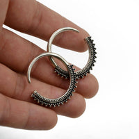Load image into Gallery viewer, Piercing White Brass Hoop silber 3mm Creole Punkte Hook - chic - net.de
