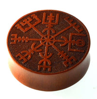 Load image into Gallery viewer, Plug Holz Wikinger Kompass Vegvisir braun double flared - chic - net.de
