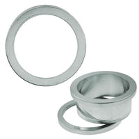 Load image into Gallery viewer, The Metalltunnel Tunnel Chirurgenstahl Unisex Edelstahl Plug silbern Rand Expander Piercing is shown: two metal washer-like rings and a short cylindrical spacer on a white background, with one ring upright and the other with the spacer.
