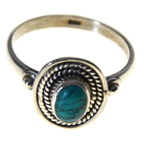 Ring Türkis Zopf Muster oval 925 Sterling Silber - chic - net.de
