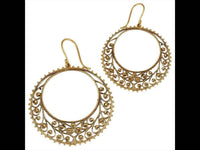 Cargar imagen en el visor de la galería, runde Ohrringe Messing antik golden Spiralen KreisTribal Ohrhänger - chic - net.de

