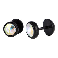 Load image into Gallery viewer, Schraubverschluss Fake Piercing Expander Edelstahl schwarz schimmernder Zirkonia Stein Ø 13 mm - chic - net.de
