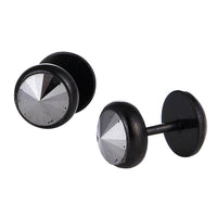 Load image into Gallery viewer, Schraubverschluss Fake Piercing Expander Edelstahl schwarz silberner Stein Ø 13 mm - chic - net.de

