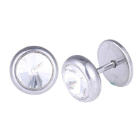 Cargar imagen en el visor de la galería, Schraubverschluss Fake Piercing Expander Edelstahl silberfarben großer Zirkonia Stein - chic - net.de
