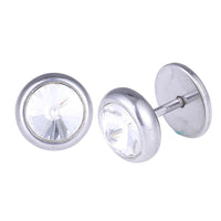 Cargar imagen en el visor de la galería, Schraubverschluss Fake Piercing Expander Edelstahl silberfarben großer Zirkonia Stein - chic - net.de
