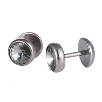Load image into Gallery viewer, Schraubverschluss Fake Piercing Expander silberner Stein Halbrund silber Farben Edelstahl - chic - net.de
