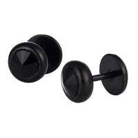 Load image into Gallery viewer, Schraubverschluss Fake Piercing Expander Zirkonia Stein schwarz Halbrund schwarz Edelstahl - chic - net.de

