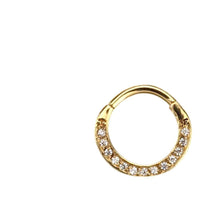 Cargar imagen en el visor de la galería, Segmentring Piercing Kristalle Edelstahl Gold PVD - chic - net.de
