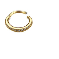 Load image into Gallery viewer, Segmentring Piercing Kristalle unten Edelstahl Gold PVD - chic - net.de
