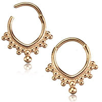 Load image into Gallery viewer, Segmentring Piercing Kugelspitze Edelstahl Gold PVD - chic - net.de
