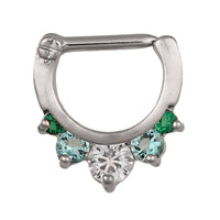 Load image into Gallery viewer, Septum Clicker Edelstahl silberfarben grün blau großer weißer Zirkonia Stein - chic - net.de
