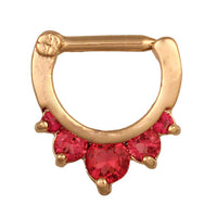 Cargar imagen en el visor de la galería, Septum Clicker Piercing Edelstahl goldfarben runde rosa Zirkonia Steine - chic - net.de
