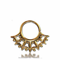 Load image into Gallery viewer, Septum Piercing Nasenringe Fächer Spitzen Messing 1,6 mm goldfarben nickelfrei antik exotisch Ohrring - chic - net.de
