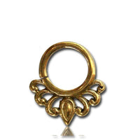 Load image into Gallery viewer, Septum Piercing Nasenringe Halbbögen Tropfen 1 mm Messing goldfarben nickelfrei antik exotisch Ohrring - chic - net.de
