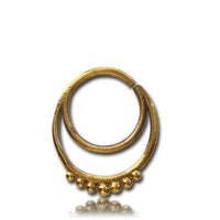 Load image into Gallery viewer, Septum Piercing Nasenringe Kugel Ring Messing 1 mm goldfarben nickelfrei antik exotisch Ohrring - chic - net.de
