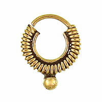 Load image into Gallery viewer, Septum Piercing Nasenringe Spiralfeder Kugel Messing Tribal goldfarben nickelfrei antik exotisch Ohrring - chic - net.de
