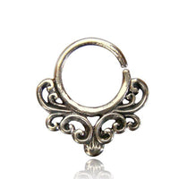 Load image into Gallery viewer, Septum Piercing Nasenringe verschnörkelt Brezel 1 mm silbern Brass nickelfrei antik Ohrring - chic - net.de
